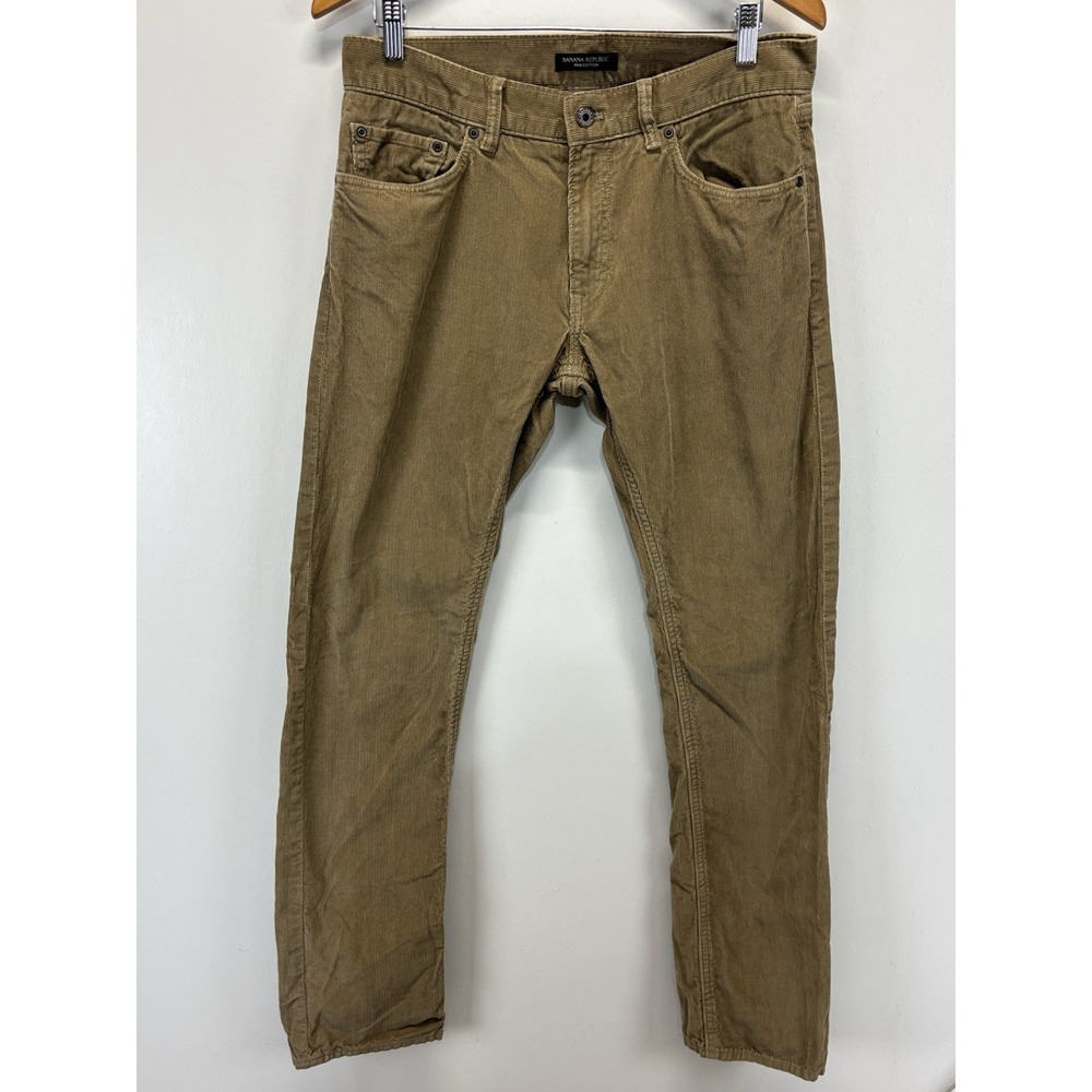 Banana Republic Pima Cotton Corduroy Pants Straight Leg Mens 32x34 Pinwale Brown